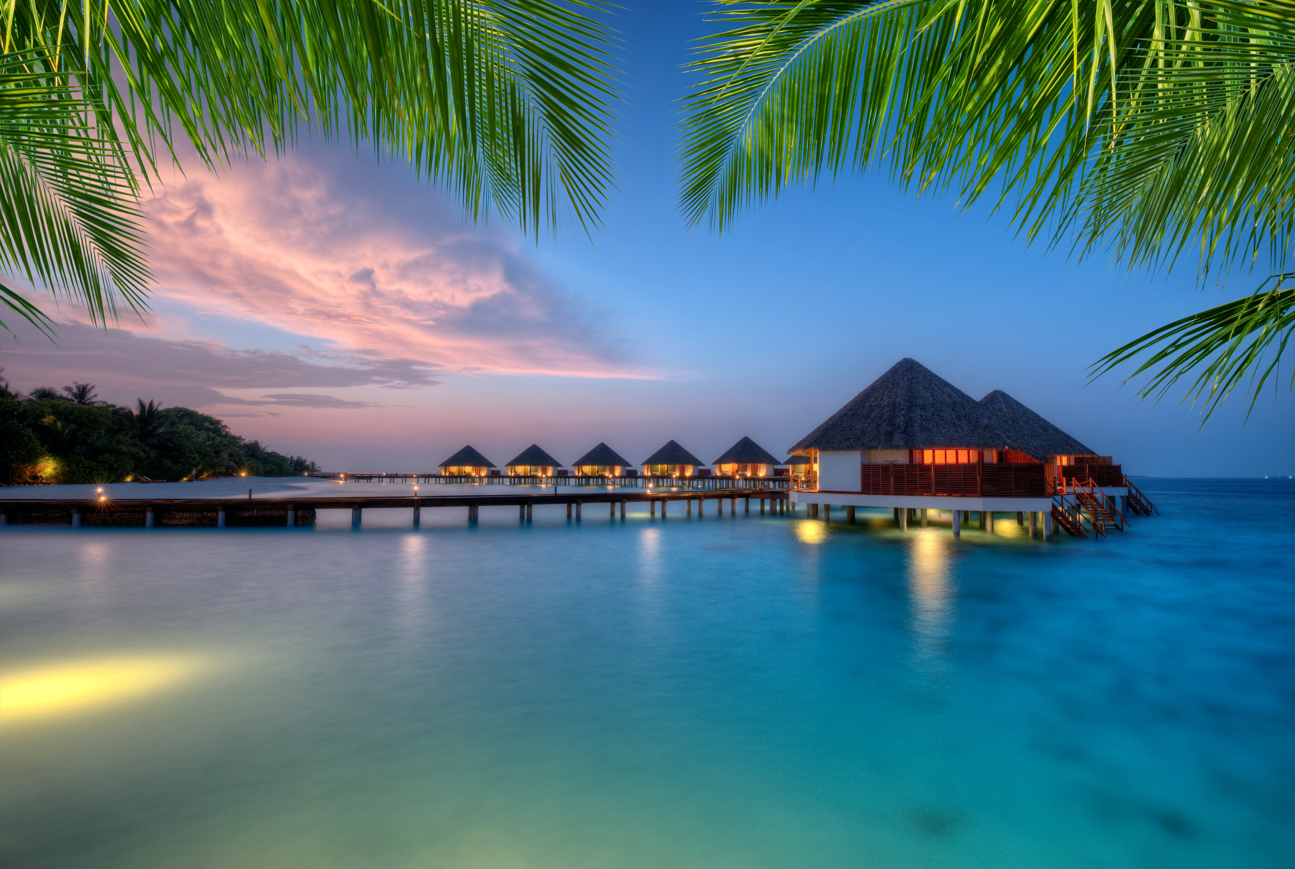Water Villas on Maldives Resort Island 